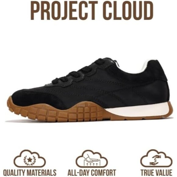 Women's Cloud Lightweight Foam Insole Walking Shoes Footwear Sneakers Black - Picture 4 of 5